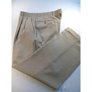 Tasso Ella Men's Dress Pants Khaki Color Pleated Cuffed Size 34